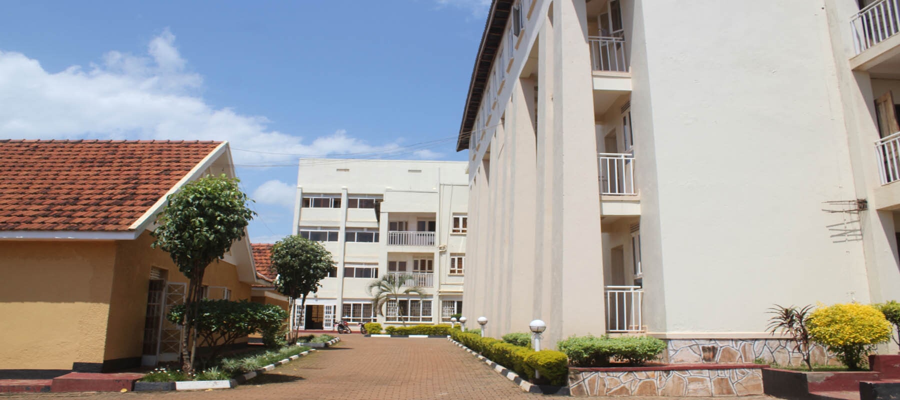 Pretoria Hotel Mbale courtyard and hotel buildings